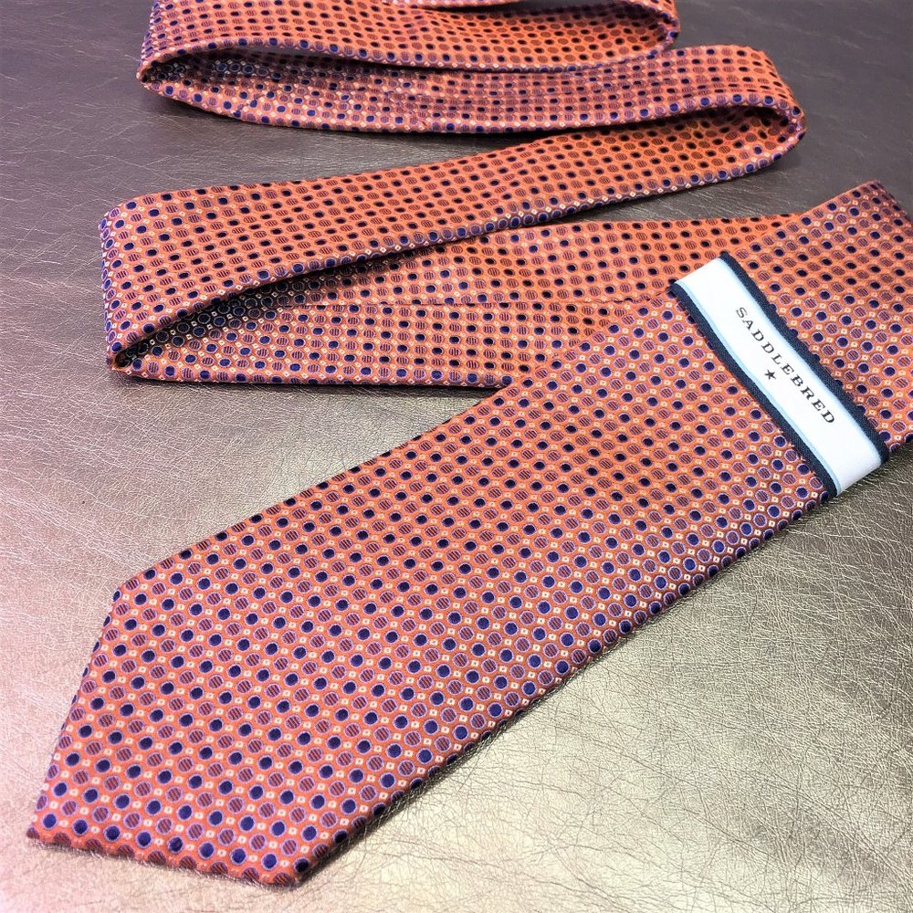 Saddlebred Orange Iridescent Geometric Print Tie